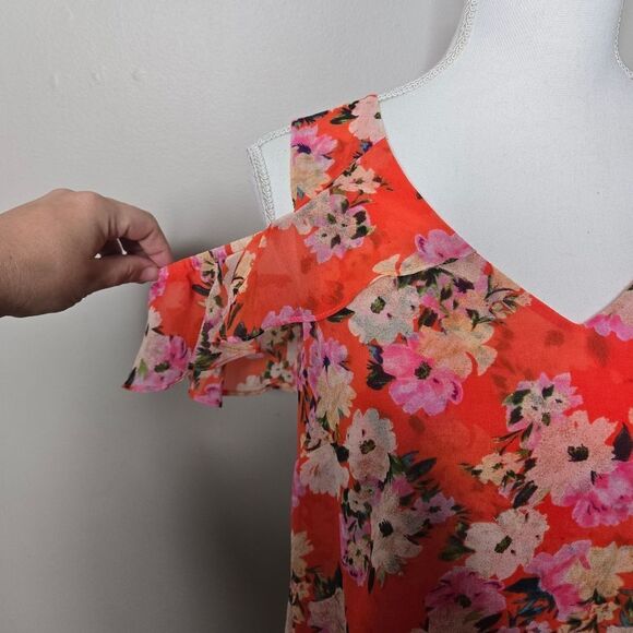 Cabi Red Floral Blouse Small - Picture 3 of 7